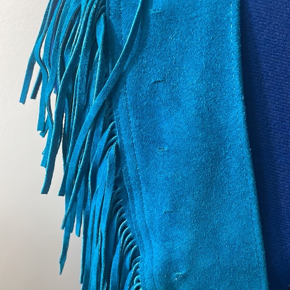 Pioneer Wear 80’s  fringe vest, turquoise EUC - Picture 2 of 11
